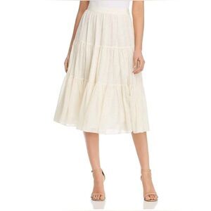 Tory Burch Textured Fashion Georgette Skirt Ivory Midi 100% Silk Women's Size 2